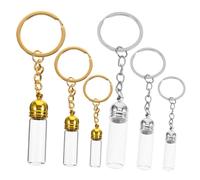 Gatuida 6pcs Mini Glass Vial Pendant Keychain Transparent Essential Oil Containers with Metal Lids for DIY Crafts Stylish Keychain Accessory for Aromatherapy Perfume the Go