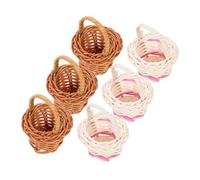 Gatuida 6Pcs Mini Woven Baskets with Handle Small Rustic Wicker Storage Baskets Coffee and White for Home Decor, Picnic, and Photography Props