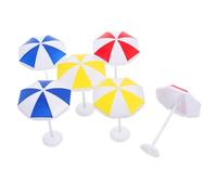 Gatuida 6Pcs Miniature Dollhouse Beach Umbrellas Large Yellow Red Blue Sunshade Decor for Micro Landscape Easy to Clean Decorative Accessories for Home Office and DIY Bonsai Scenes