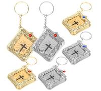 Gatuida 6Pcs Miniature Holy Bible Keychains, Hollow Creative Pendant Keyring Set Flip Content, Vintage Style Bible Keyring for Women and in Gold and Silver