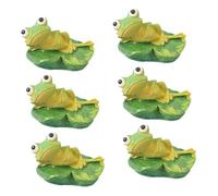 Gatuida 6pcs Miniature Resin Frog Statues Cute Moss Leaf Lying Frog Figurines for DIY Micro Landscape Terrariums Fairy Gardens Desk Home Office Decorations