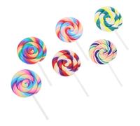 Gatuida 6pcs Multicolored Faux Lollipop Charms Soft Clay Rainbow Swirl Props for DIY Crafting Jewelry Making Party Decorations and Creative Activities