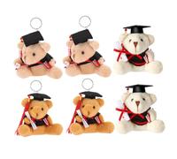 Gatuida 6Pcs Plush Graduation Bear Keychains Small Stuffed Bear Pendants with Chain Ring for Backpack Purse Wallet Decor Cute Doctor Cartoon Hanging Adornments for Boys