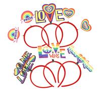 Gatuida 6pcs Rainbow Heart Headbands Cloth Plastic Material Assorted Colors Pride Decorations Stay on Head Firmly Party Accessories for Women Cosplay