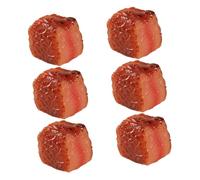 Gatuida 6pcs Realistic Artificial Beef Cube Model Decorative Food Prop Kitchen Table Ornament for Restaurant Hotel Museum Display