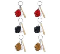 Gatuida 6Pcs Softball Keychains Lightweight PU Material Decorative Baseball Pendant for Sports Fans Birthday Party Favors Portable Keys Accessory