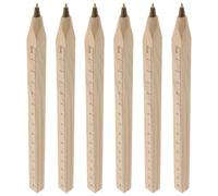 Gatuida 6pcs Solid Wood Ballpoint Pen, Black, with Scale Ruler, Industrial Marking, for DIY Workers and Service Providers, Back to School Decor