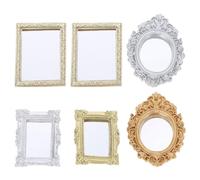 Gatuida 6pcs Tiny Mirror: Dollhouse Furniture Set - Miniature Frame Mirror Antique Furniture - Dollhouse Decoration and Pretend Play Props