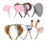 Gatuida 6pcs Unique Animal Ear Headbands Set for Women Cow Monkey Giraffe Tiger Pig Elephant Fun Festival Party Props Photo Accessories