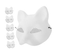 Gatuida 6pcs Unpainted White Half Face Fox Cat Masks for DIY Masquerade Halloween Carnival Costume Party Lightweight Breathable Material with Ergonomic Fit for Comfortable All Night Wear