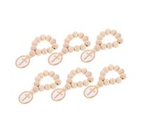 Gatuida 6pcs Wooden Baptismal Beads Cross Charms Rosary for Christening Gifts for for for Handheld Prayer Beads for Christian Church Use