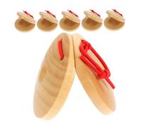 Gatuida 6pcs Wooden Castanets Finger Percussion Instrument Small Rhythm Castanets for Boys and Girls Classroom Party Favors