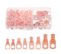 Gatuida 70pcs Battery Cable Lugs: Copper Lug Terminals Ring Connectors For Battery Cables - Electrical Wire Ends For Industrial Automation Home Wiring
