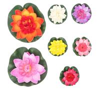 Gatuida 7pcs Artificial Lotus Artificial Lily Pads Solar Pool Lights Pool Fountain Lily Pads and Frogs for Play Pond Decor Floating Lights Orange Water Decor Colorful Foam