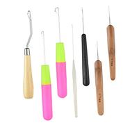 Gatuida 7pcs Crochet Hooks Set with Ergonomic Handles Durable Bent Latch Hooks for Hair Extensions and Dreadlocks Styling DIY Sewing Accessories Kit