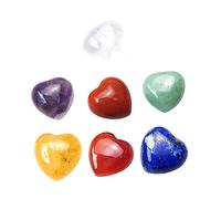 Gatuida 7pcs Heart Shape Chakra Stones Set Crystals for Meditation Yoga Compact Stones for Therapy Spiritual Decor for Travel Fengshui