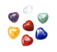 Gatuida 7pcs Heart Shaped Chakra Stones Set Natural Meditation Crystals for Yoga Spa Stones for Positive Stress Relief Feng Shui Decoration