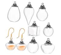 Gatuida 7pcs Mini Clear Glass Vials for DIY Jewelry Making and Wedding Wish Bottles Small Empty Spell Jars with Wide Mouth for Pendant Crafting and Storage