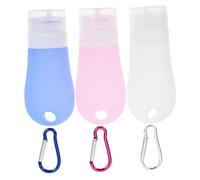 Gatuida 7pcs Silicone Travel Bottles Set for Toiletries Refillable Squeeze Bottles in White Pink Blue Pvc Bag and 3 Keychains Portable Cosmetic Dispensers for Travel