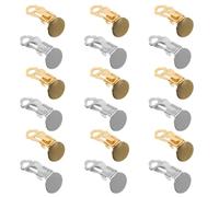 Gatuida 80pcs Earring Making Supplies Metal Ear Clip Base Accessories Flat Pad DIY Jewelry Findings Silver Golden for Non-Pierced Ears Craft