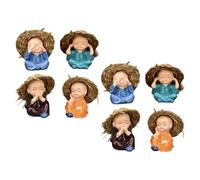 Gatuida 8pcs Buddha Figurines Cute Monk Statue Resin Buddhist Sculpture Chinese Style Car Aromatherapy Supplies Dashboard Decorations Home Office Feng Shui