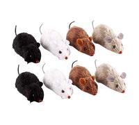 Gatuida 8pcs Clockwork Mouse Toy Set Wind-up Plush Rats for Cat Training Interactive Pet Toys Animal Chase Game Random Color