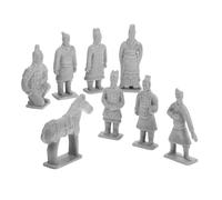 Gatuida 8pcs Mini Terracotta Warriors PVC Figurines Ancient China Desk Decorations Lightweight Statues for Home Office Aquarium Garden Display