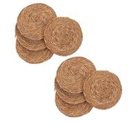 Gatuida 8pcs round Heat Resistant Drink Coasters Made of Straw with Insulation Function, Handmade Woven Coffee Mug Coasters for Daily Dining and Home Use, Boho Minimalist Style