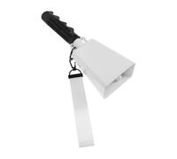 Gatuida 9 Inch White Cowbell with Handle for Sporting Events, Lightweight Metal Hand Bell with Curved Structure and Wrist Strap, Noise Maker for Fans at Outdoor Arenas and Football Games
