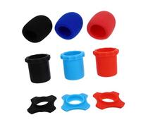 Gatuida 9pcs Microphone Covers Set Sponge Protectors, Anti-roll Rings and Tail Covers, Handheld Mic Protection Kit for Ktv and Live Performance, Assorted Black Red