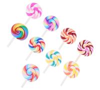 Gatuida 9pcs Rainbow Fake Lollipop Decorations for DIY Micro Landscape and Dollhouse Accessories Adorable Photo Props for Parties and Crafts Colorful Miniature Lollipop Ornaments