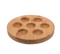 Gatuida Acacia Wood Egg Holder Tray 7-hole Kitchen Egg Organizer for Refrigerator Countertop Rustic Wooden Storage Plate to Prevent Rolling and Display