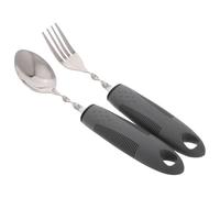 Gatuida Adaptive Utensils for Elderly Stainless Steel Weighted Fork and Spoon with Rubber Anti-Tremor Handle and Bendable Function for Home and Nursing Home Use
