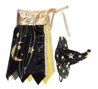 Gatuida Adjustable Cat Halloween Costume Wizard Hat and Cloak for Small Pets Soft Comfortable Black with Golden Star Design Versatile Fit for Cats and Small Animals Magical Cosplay Outfit