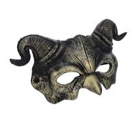 Gatuida Adjustable Halloween Goat Skull Mask with Golden Antelope Horns Breathable Half Face Masquerade Headgear for Adults Lightweight Cosplay Accessory for Costume Parties and Carnivals