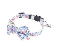 Gatuida Adjustable Kitten Collar with Blue White Floral Bow Tie Soft Breathable Pet Neckband for Cats and Small Dogs Decorative Flower Pattern Comfortable Fit Adjustable
