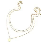 Gatuida Adjustable Layered Clavicle Necklace for Women and Three Alloy Chain with Smooth Geometric Design Lightweight Durable Female Jewelry for Everyday Wear