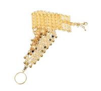 Gatuida Adjustable Multi-layer Chain Bracelet for Women Chunky Hand Wrist Cuff with Finger Ring Lightweight Alloy Retro Metal Jewelry for Parties Dance and Everyday Fashion