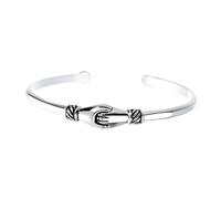 Gatuida Adjustable Vintage Arm Bracelet with Creative Handshake Design Silver Plated Open Cuff Jewelry for Women Chic Party and Daily Wear Accessory
