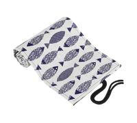 Gatuida Adorable Cartoon Saury Pattern Pencil Roll Wrap Organizer with Slots Canvas Drawing Pencil Storage Case for Artists and Students Portable and Space Saving Stationery Holder