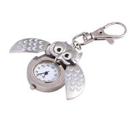 Gatuida Adorable Owl Pocket Watch Key Chain Durable Cartoon Design High Precision Movement Portable for Families Cute White Owl Shape