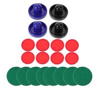 Gatuida Air Hockey Table Accessories Set - 2 Sets Pushers (96Mm Blue Black) with 8 Lint Pads and 8 Red 64Mm Replacement Round Pucks - Indoor Tabletop Air Hockey Parts for Party Game Night