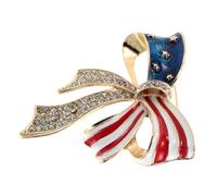 Gatuida American Flag Bowknot Brooch Pin Elegant Rhinestone Lapel Flag Pins for Women Patriotic Dress Accessories Lightweight Jewelry for Fourth of July and Celebrations