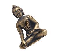 Gatuida Antique Color Brass Buddha Ornament Traditional Sitting Meditation Statue Compact Desktop Decor for Home Office Spiritual Gift