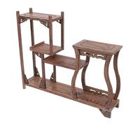 Gatuida Antique Display Shelf Wooden Vintage Stand for Curios and Teapots Elegant Aesthetic Home Decor for Showcasing Collectibles and Housewarming Present