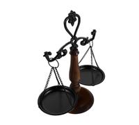 Gatuida Antique Display Tray Vintage Balance Scale Ornament Cast Iron and Wood Justice Scale Decor for Lawyer Office Desk Gift for Law Students and Attorneys