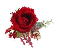 Gatuida Artificial Rose Boutonniere Wedding Corsage for Groom Bride Bridesmaid Simulated Dark Red Rose with Stable Material Elegant Suit Decoration for Marriage Ceremony