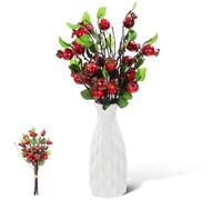 Gatuida Artificial Rosehip Red Berry Silk Pomegranate flower fake Stem Home Room Decor Desk Party Craft Size 32.00 cm Tall Good Option Ideal Part Gear Nice Piece Safe Solid Pick Pro Shape Win Up