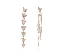 Gatuida Asymmetrical Heart Shaped Rose Gold Ear Dangle Earrings for Women, Delicate Ear Drops Suitable for Daily Wear and Special Occasions