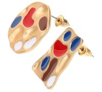 Gatuida Asymmetrical Oil-dripping Earrings for Women Cool Funky Statement Earrings Unique Quirky for Artists Teens